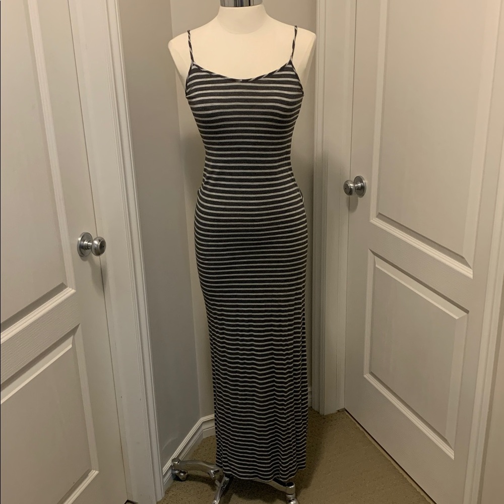 Antistar Maxie Dress Black and Grey Stripe